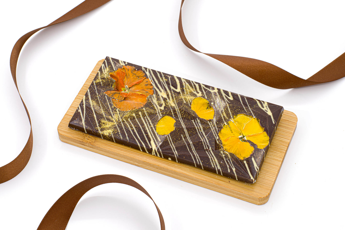 Dark Chocolate bars with Flowers
