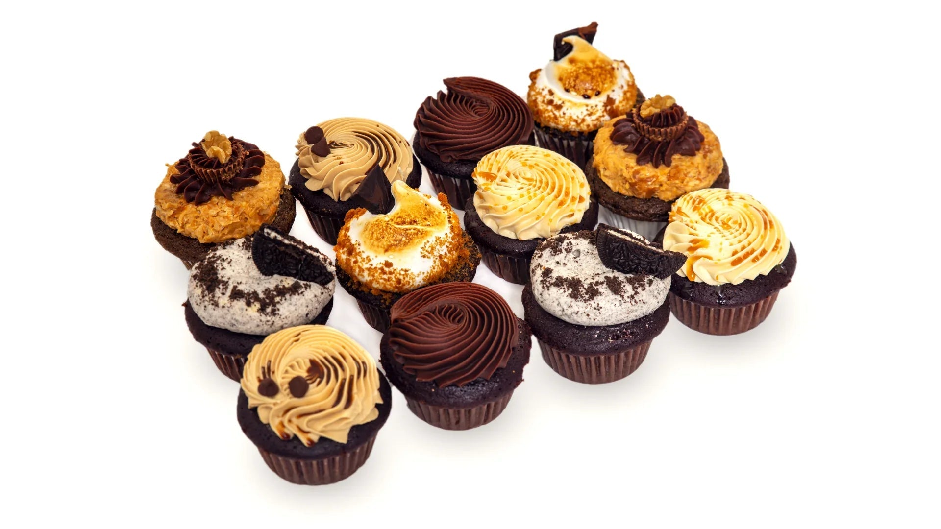 All About Chocolate cupcake dozen with rich chocolate frosting, baked fresh to order at Sweet Angeles in Los Angeles