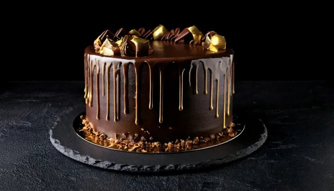 A made-to-order celebration cake handed off at the open door of a modern Downtown LA loft in golden afternoon light
