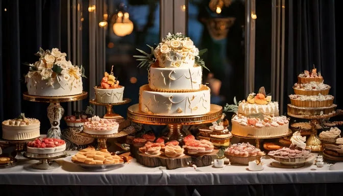 A beautifully decorated custom celebration cake from a Beverly Hills bakery on a modern corporate conference table surrounded by smiling coworkers