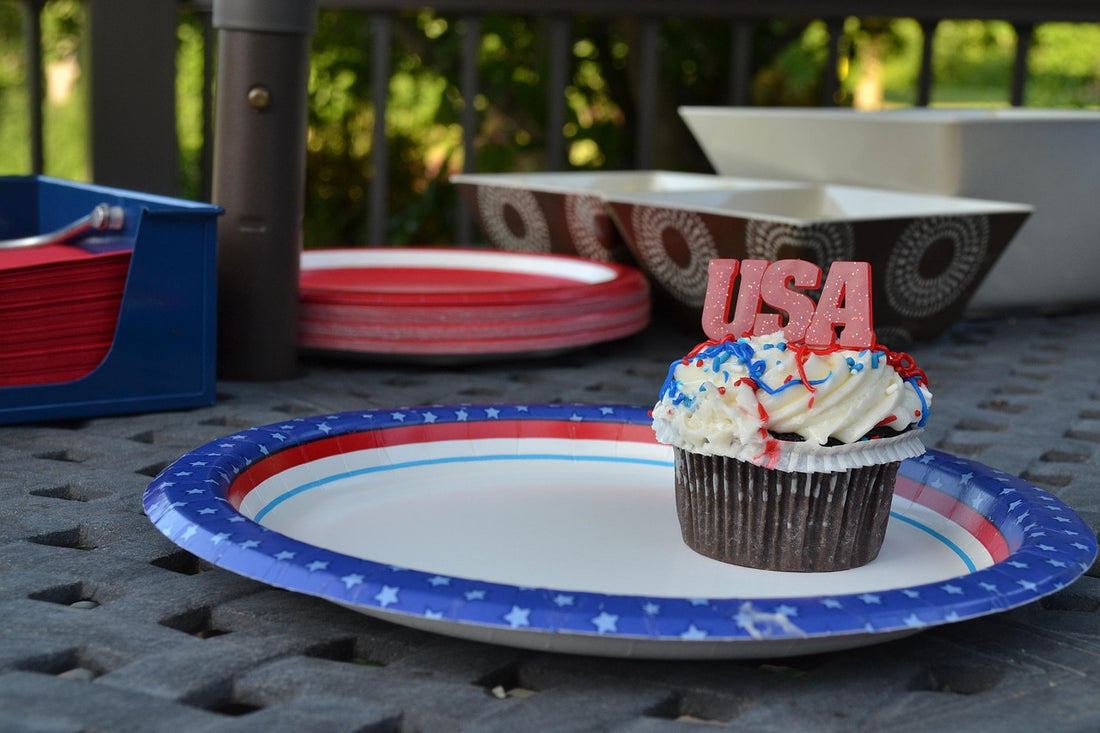 Fourth of July red white and blue cupcakes in Beverly Hills