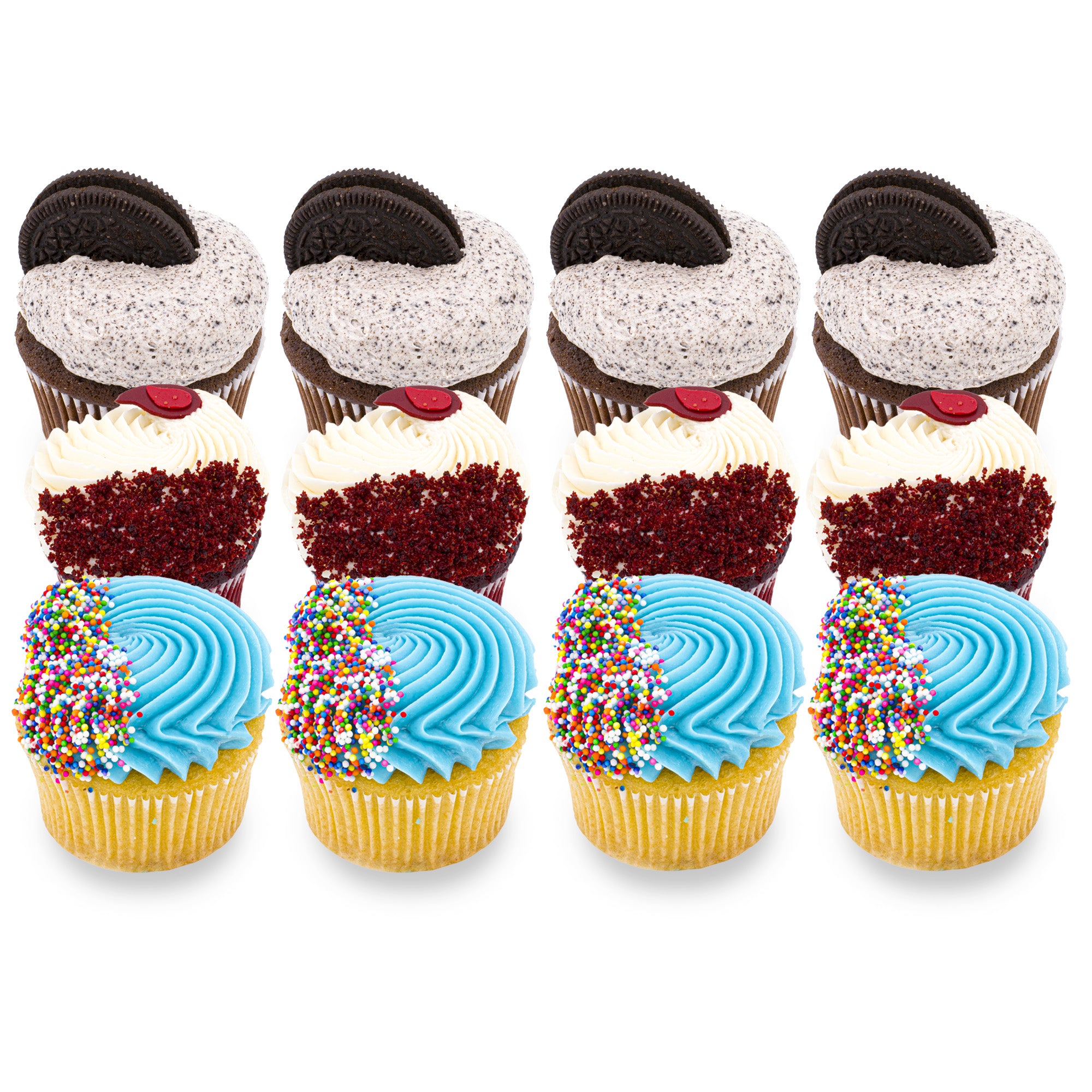 15# Set - Birthday Boy Vanilla | Red Velvet Cream Cheese | Oreo Chocolate Creme cupcake set from Sweet Angeles Beverly Hills