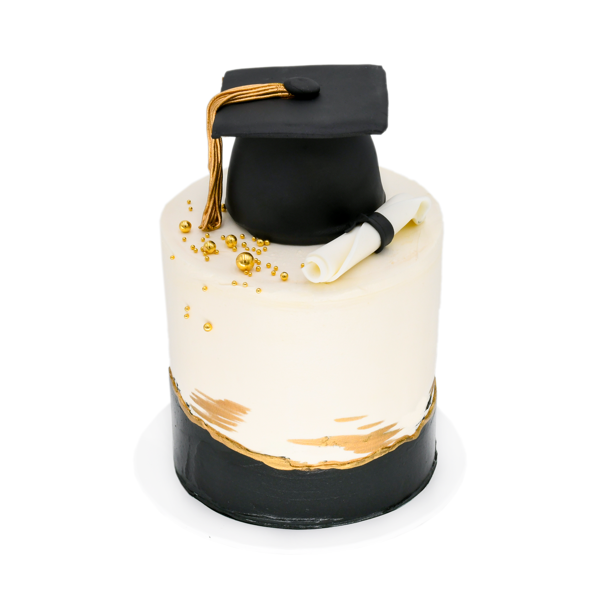 Happy Graduation Cake with custom decoration — elegant graduation cake from Sweet Angeles Beverly Hills