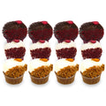Assorted gourmet cupcakes with chocolate, red velvet, and cream cheese frosting, arranged in rows