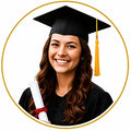 Smiling graduate in cap and gown holding diploma, perfect for custom graduation cake topper